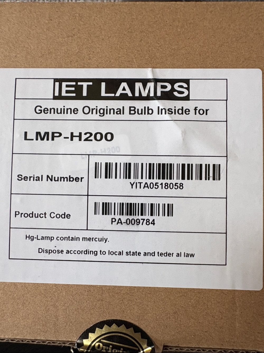 LMP-H200 Replacement Bulb